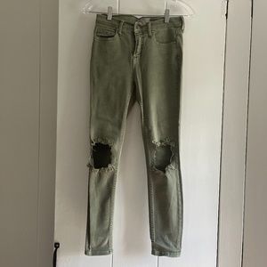 Free People Green High Rise Jeans